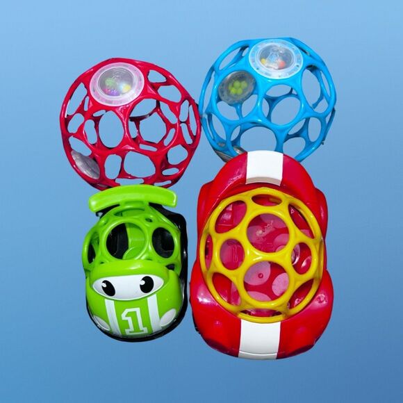 Lot of 4 OBall Toys Cars/Rattles Toddler/Baby - Picture 1 of 4